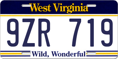 WV license plate 9ZR719