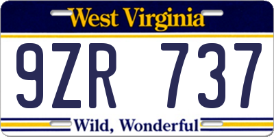 WV license plate 9ZR737