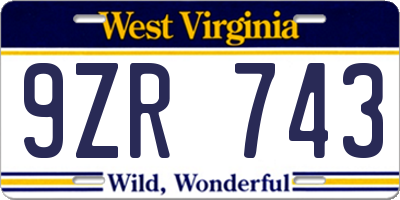 WV license plate 9ZR743