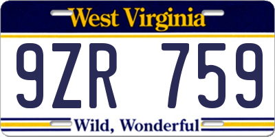 WV license plate 9ZR759