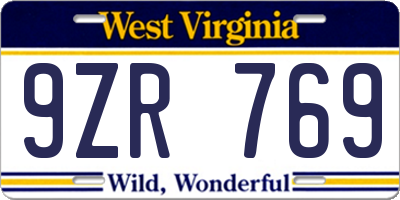 WV license plate 9ZR769