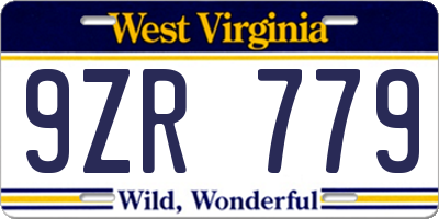 WV license plate 9ZR779