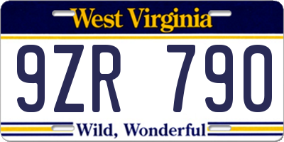 WV license plate 9ZR790