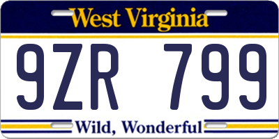 WV license plate 9ZR799