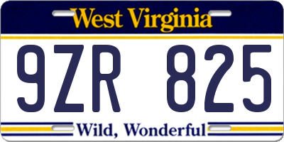 WV license plate 9ZR825