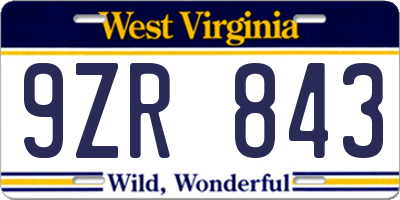 WV license plate 9ZR843