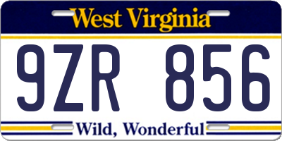 WV license plate 9ZR856