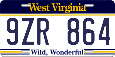 WV license plate 9ZR864