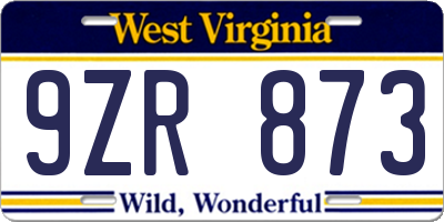 WV license plate 9ZR873