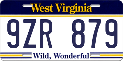 WV license plate 9ZR879