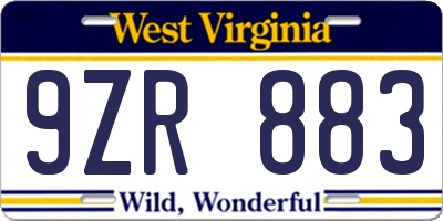 WV license plate 9ZR883