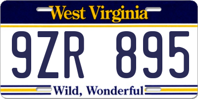 WV license plate 9ZR895