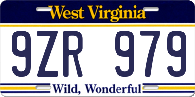 WV license plate 9ZR979