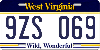WV license plate 9ZS069