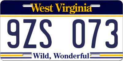 WV license plate 9ZS073