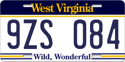 WV license plate 9ZS084