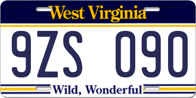 WV license plate 9ZS090