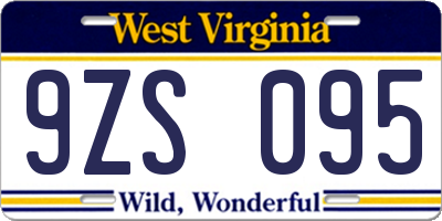 WV license plate 9ZS095