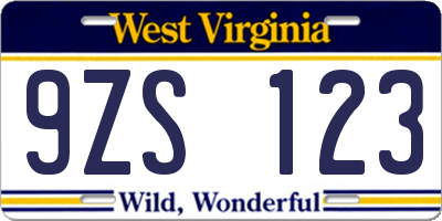 WV license plate 9ZS123