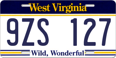WV license plate 9ZS127