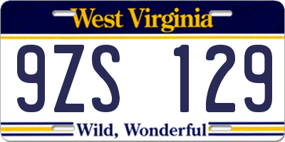 WV license plate 9ZS129