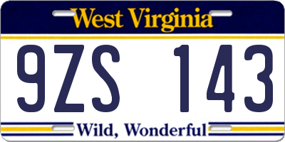 WV license plate 9ZS143