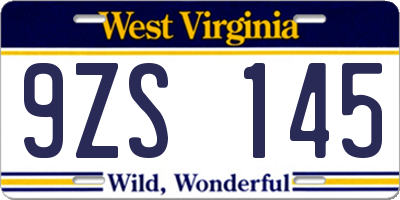 WV license plate 9ZS145