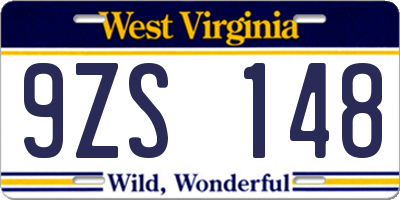 WV license plate 9ZS148