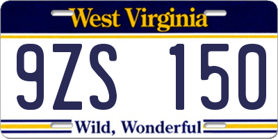 WV license plate 9ZS150