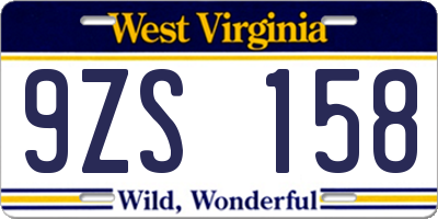 WV license plate 9ZS158