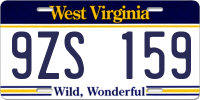 WV license plate 9ZS159