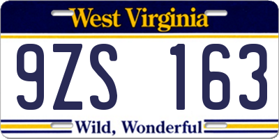 WV license plate 9ZS163