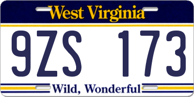 WV license plate 9ZS173