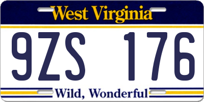 WV license plate 9ZS176
