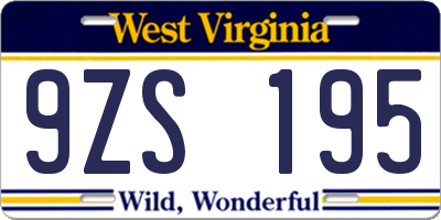 WV license plate 9ZS195