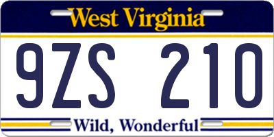WV license plate 9ZS210