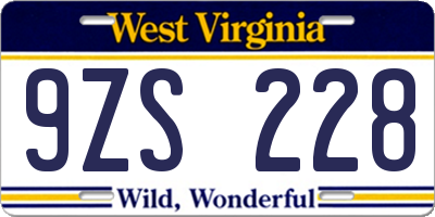 WV license plate 9ZS228