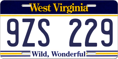 WV license plate 9ZS229