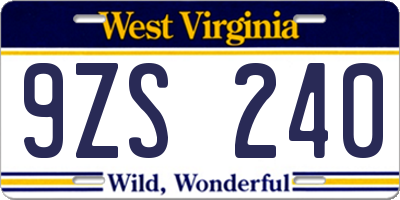 WV license plate 9ZS240