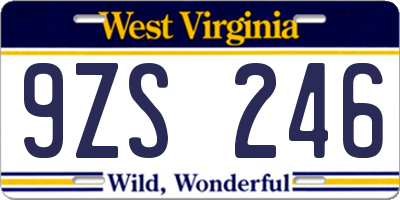 WV license plate 9ZS246