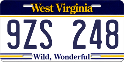 WV license plate 9ZS248