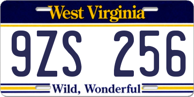 WV license plate 9ZS256