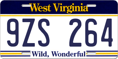 WV license plate 9ZS264