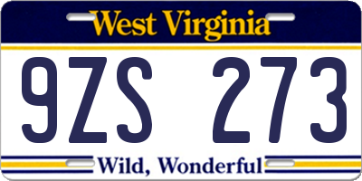 WV license plate 9ZS273