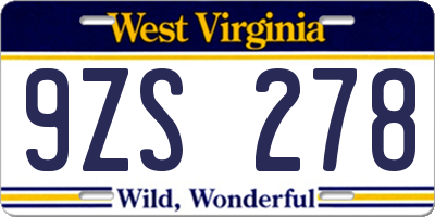 WV license plate 9ZS278