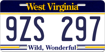 WV license plate 9ZS297