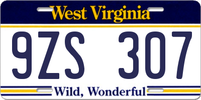 WV license plate 9ZS307