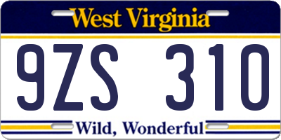 WV license plate 9ZS310