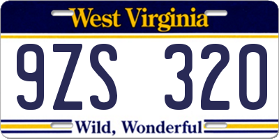 WV license plate 9ZS320