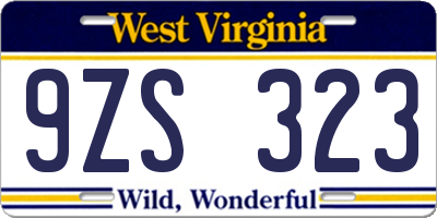 WV license plate 9ZS323